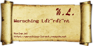 Wersching Lóránt névjegykártya